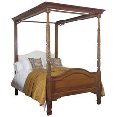 Wide Regency Mahogany Four-Poster Bed