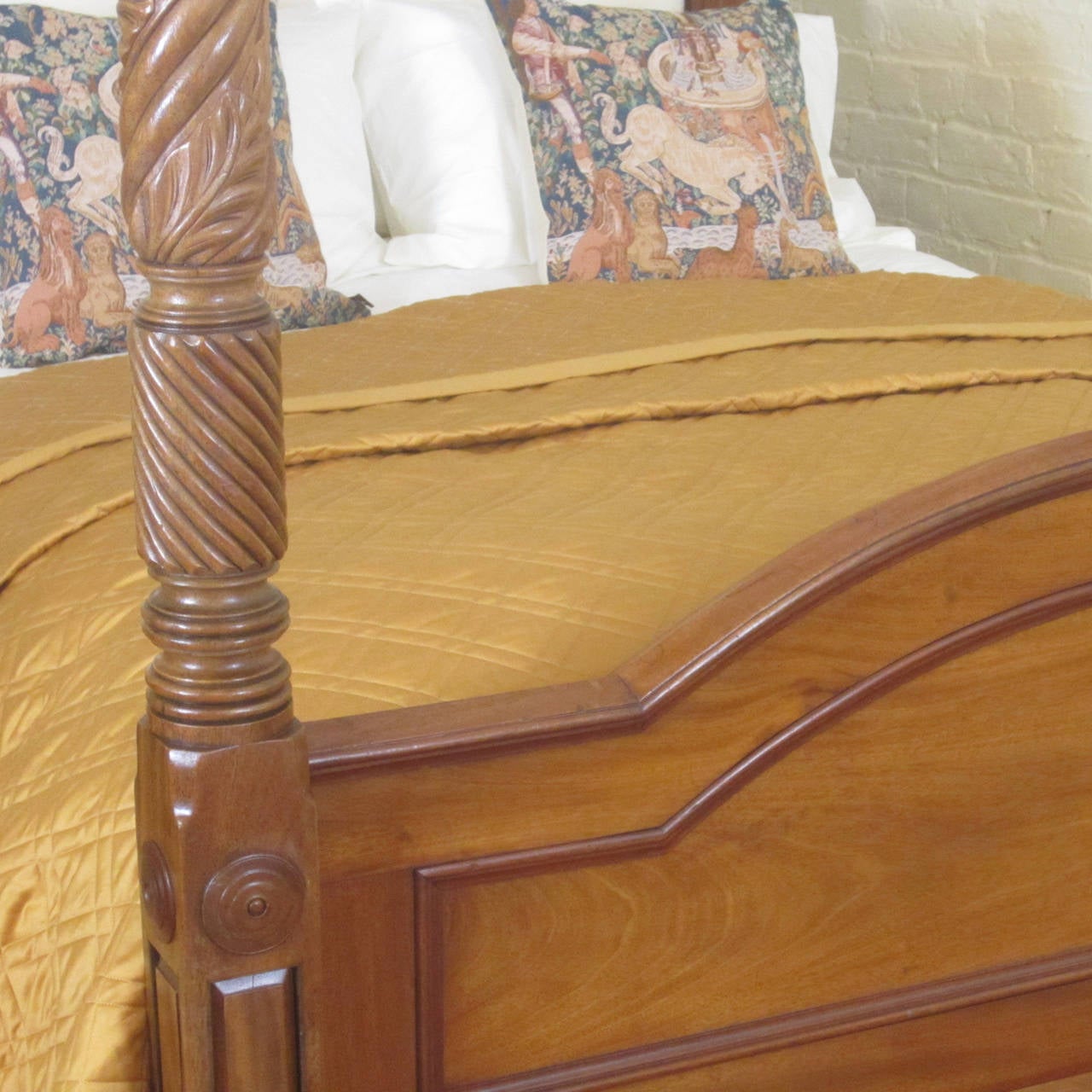 Wide Regency Mahogany Four-Poster Bed 4