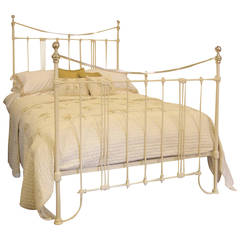 Antique Art Nouveau Cream Metal Bed