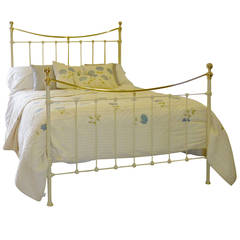 Antique Brass and Iron Bed Finished in Cream