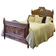 Antique Oak Breton Bed