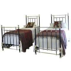 Stunning Matching Pair or Twin Brass and Iron Beds - MPS10