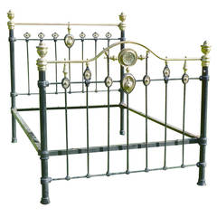 Ornate Brass and Iron Bed with Peacock Decoration