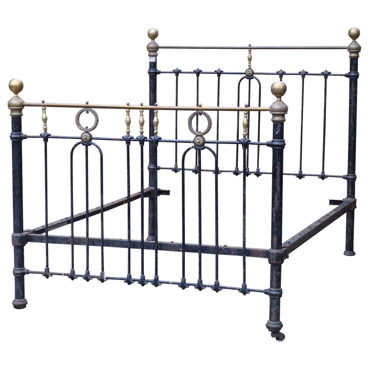 Unrestored Double Cast Iron Bed at 1stdibs