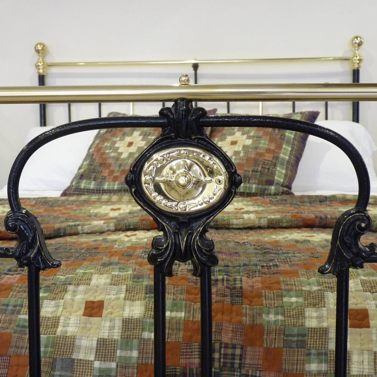 20th Century Art Nouveau Style Brass and Iron Bedstead