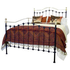 Antique Brass and Iron Bedstead with Serpentine Top Rail