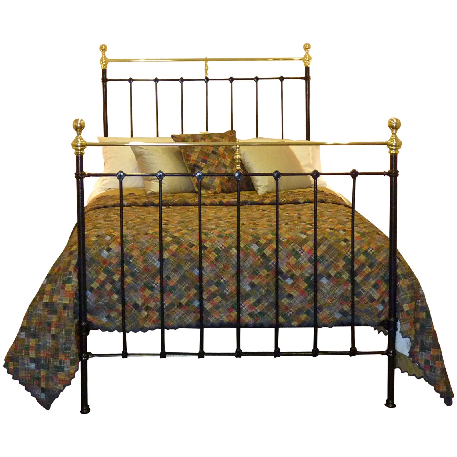 Black Double Brass and Iron Bed – MD32