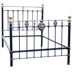 Brass and Iron Bed with Sunflower Brass Rosettes - MD33