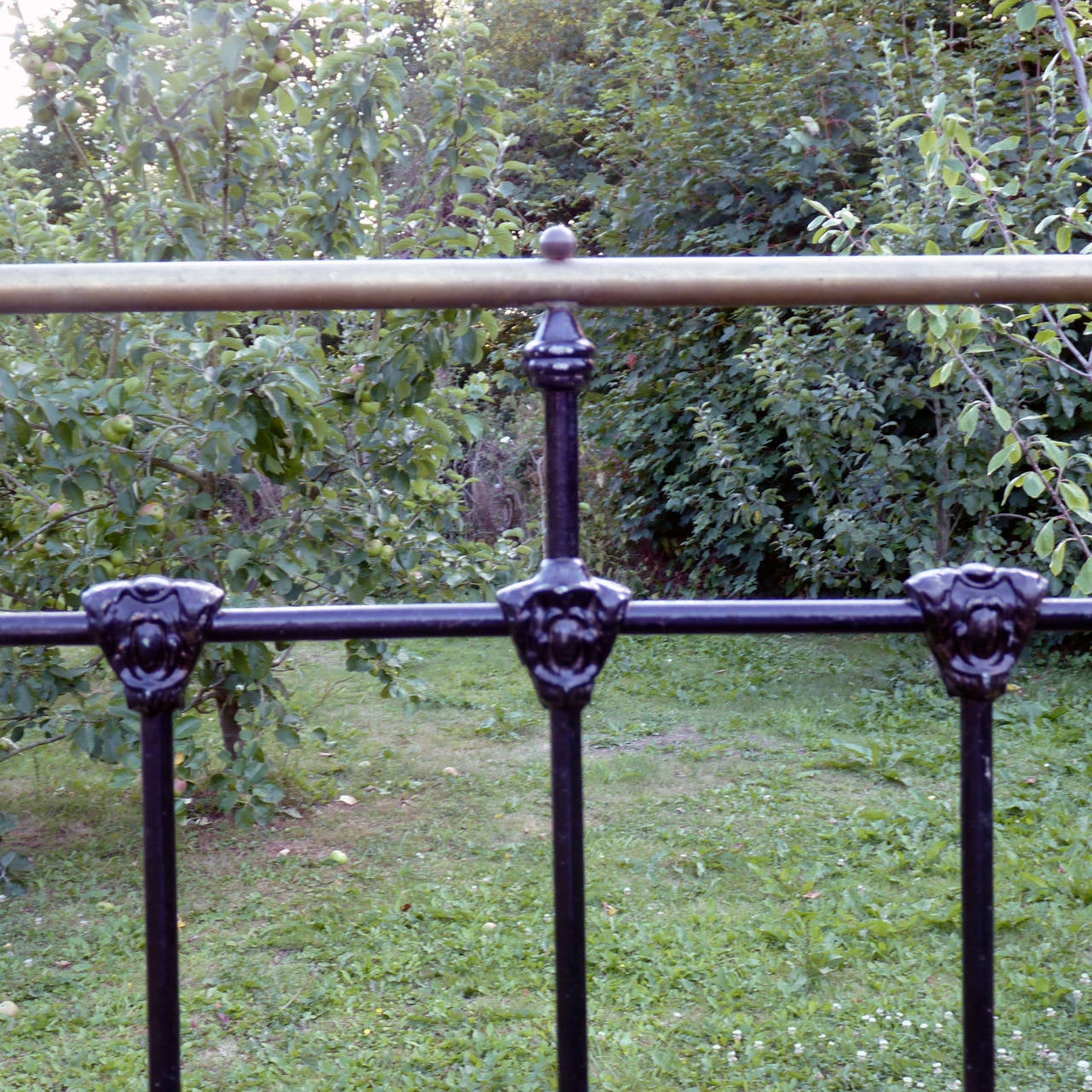 Victorian Brass and Iron Bed with Sunflower Brass Rosettes - MD33