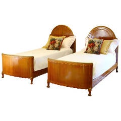 Antique Art Deco Matching Pair of Twin Single Beds - WPS7
