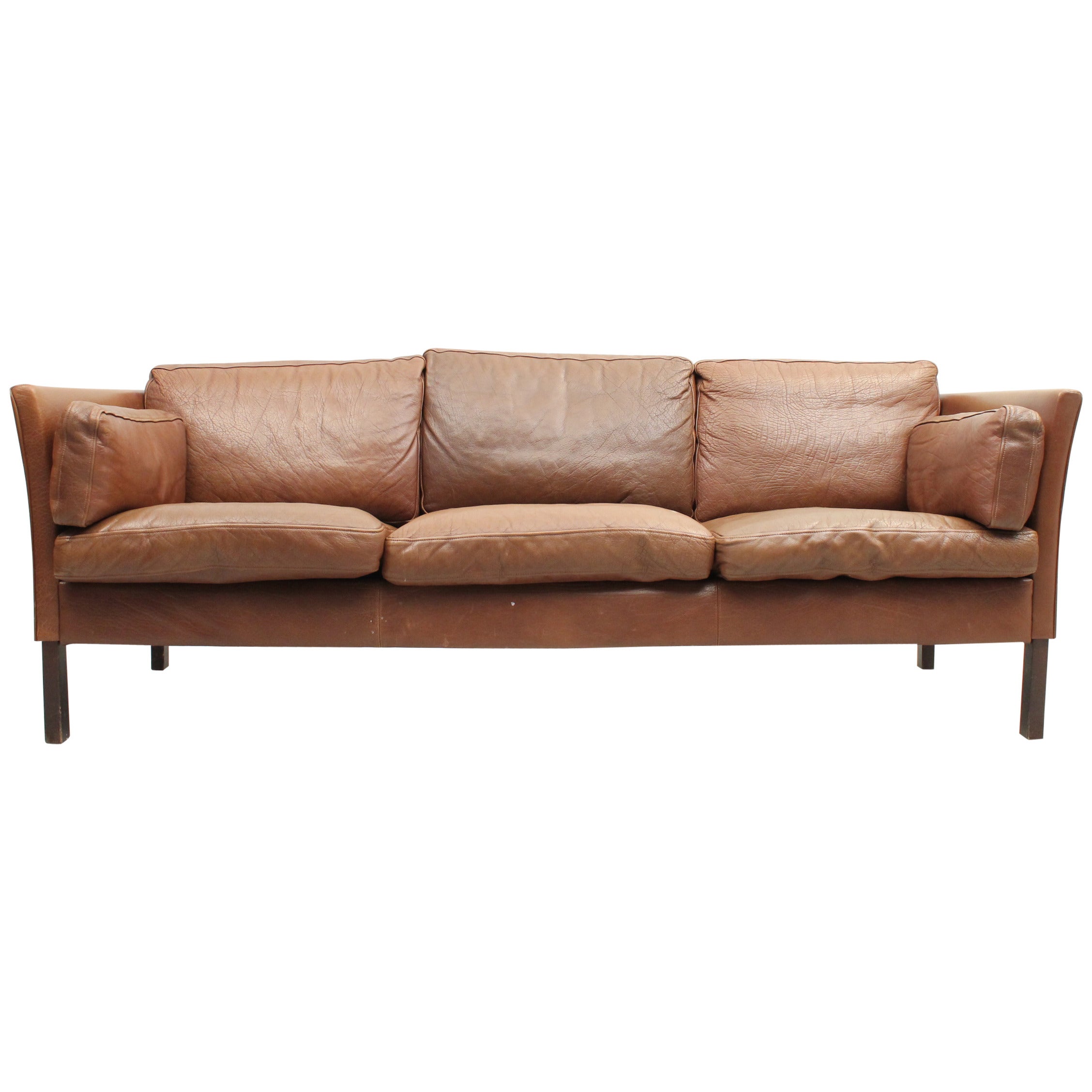 Danish Mid Century Modern Leather Sofa