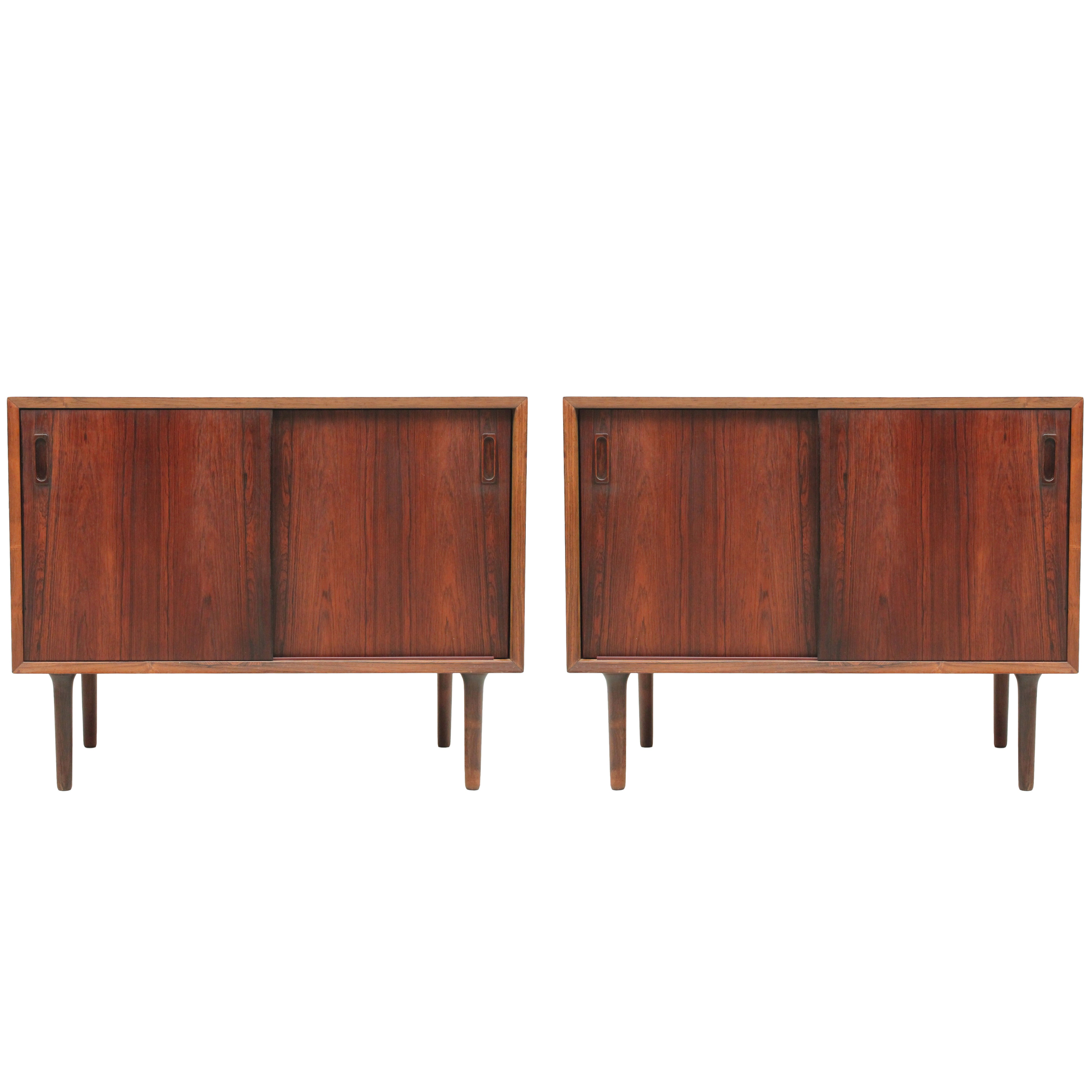 Pair of Danish, Mid-Century Modern Rosewood Cabinet by Lyby Møbler