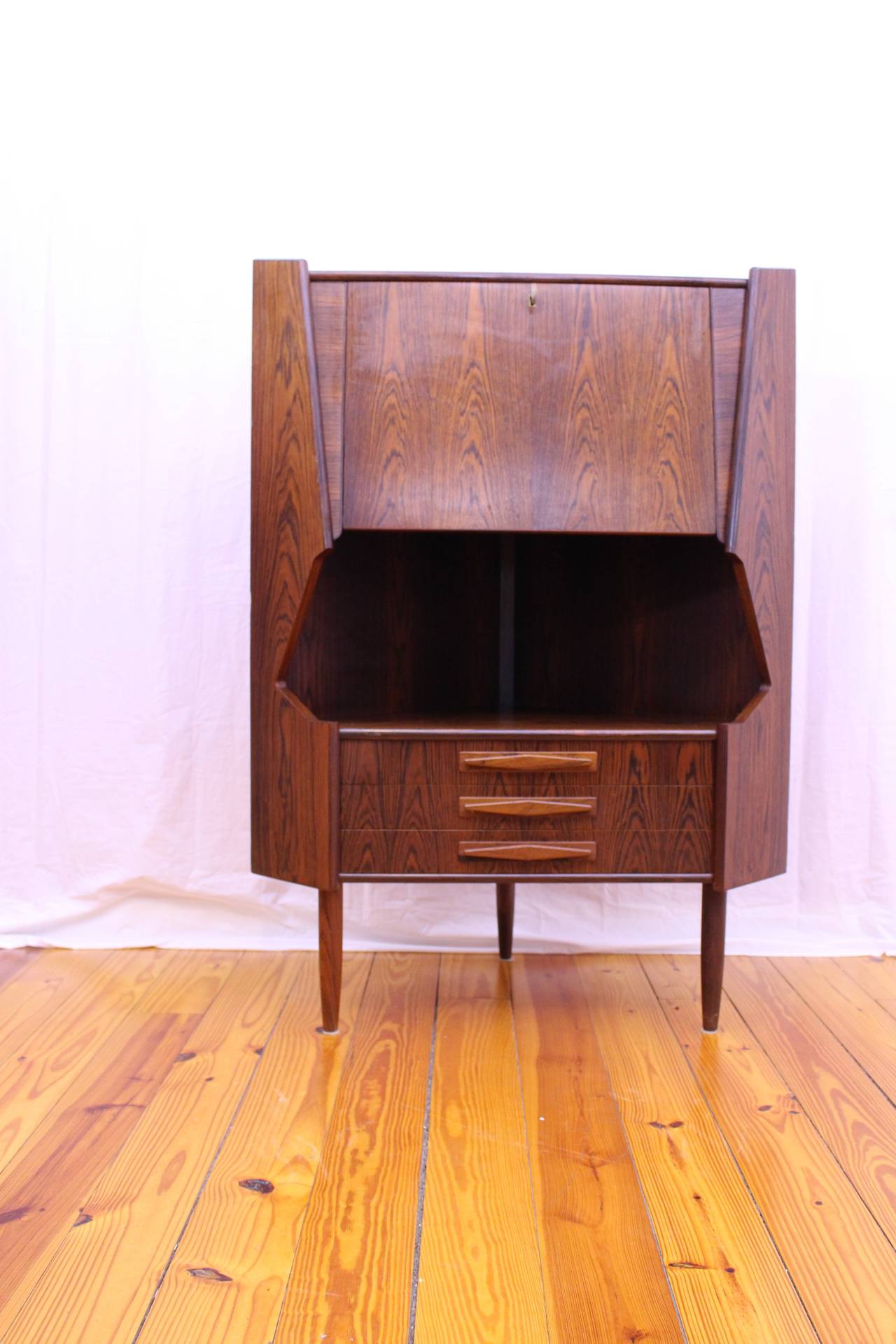 Mid-Century Modern Rosewood Corner Cabinet by Johannes Sorth In Excellent Condition In Houston, TX