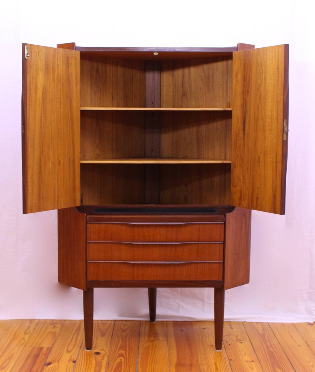 Mid Century Cupboard mid century modern teak corner cabinet at 1stdibs Mid Century Cupboard mid century modern teak corner cabinet at 1stdibs