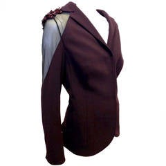 Akris Maroon Jacket with Beads and Sheer Panels