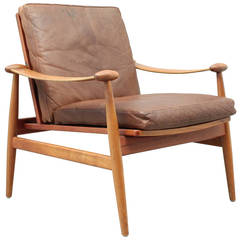 Finn Juhl Spade Chair FD133 with Brown Leather - Danish, Mid Century Modern