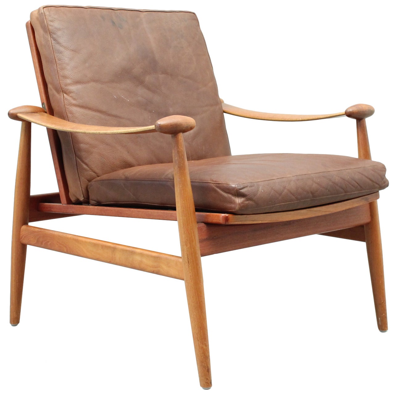 Finn Juhl Spade Chair FD133 with Brown Leather - Danish, Mid Century Modern For Sale