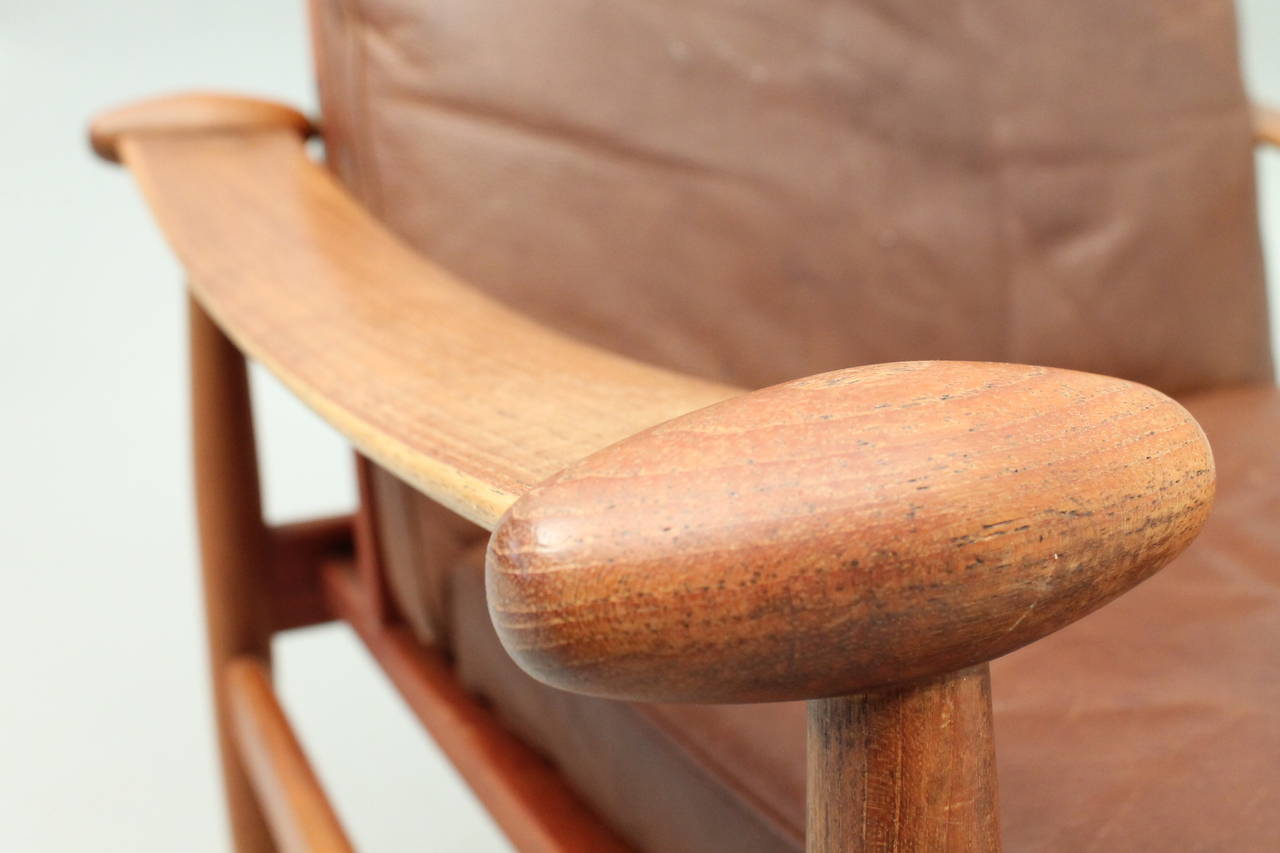 Scandinavian Modern Finn Juhl Spade Chair FD133 with Brown Leather - Danish, Mid Century Modern For Sale