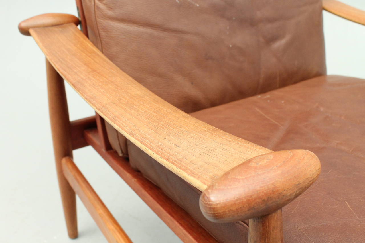 Mid-20th Century Finn Juhl Spade Chair FD133 with Brown Leather - Danish, Mid Century Modern For Sale