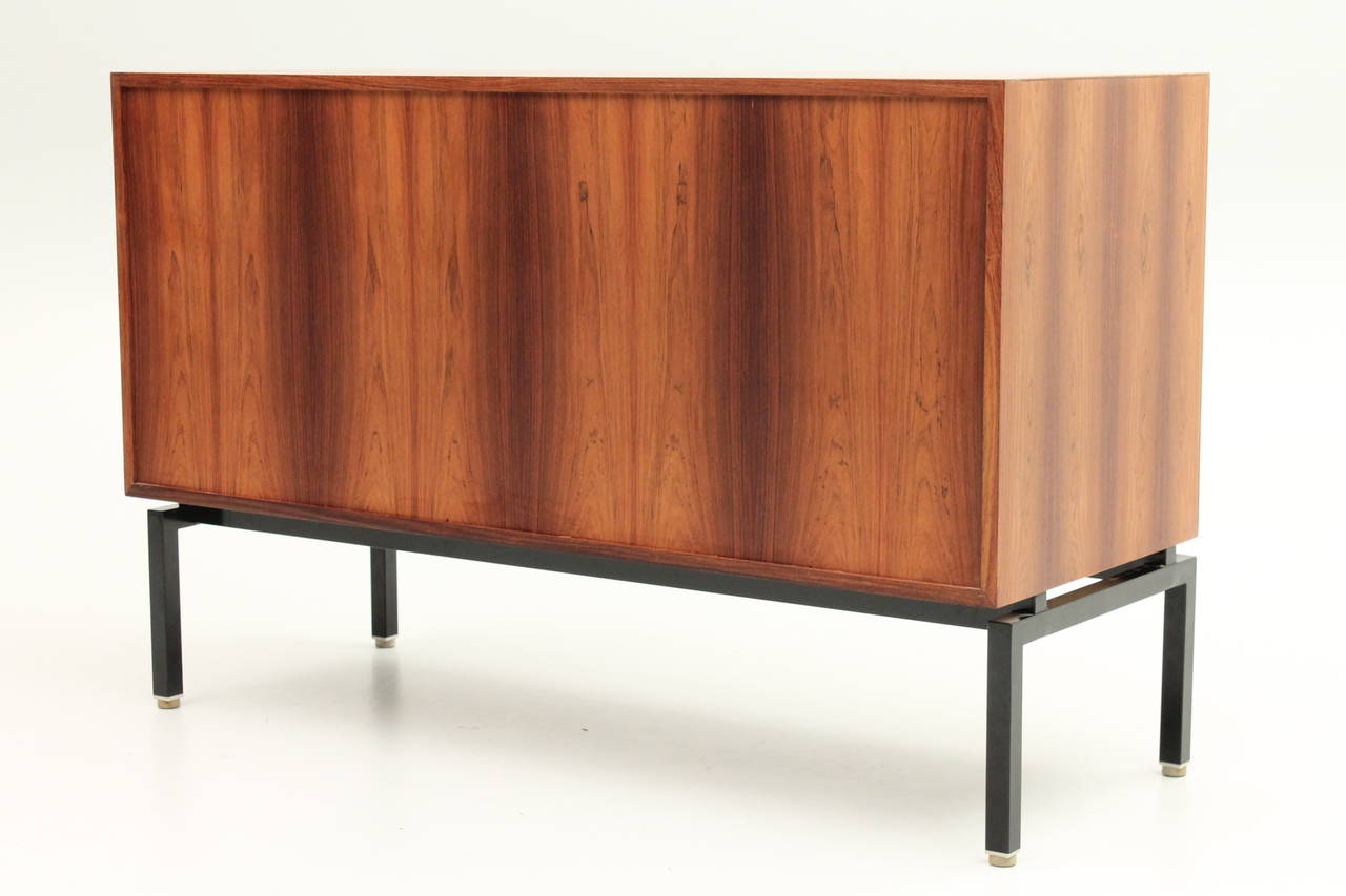 Metal Danish, Mid Century Rosewood Credenza with Roll Front (Medium Size) For Sale