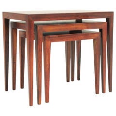 Danish, Mid-Century Modern Rosewood Nesting Tables by Severin Hansen Jr.