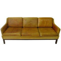Mid Century Modern Kurt Rasmussen Leather Sofa