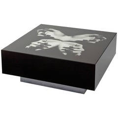 Cocktail Table with Custom Printed Black Mirror Top