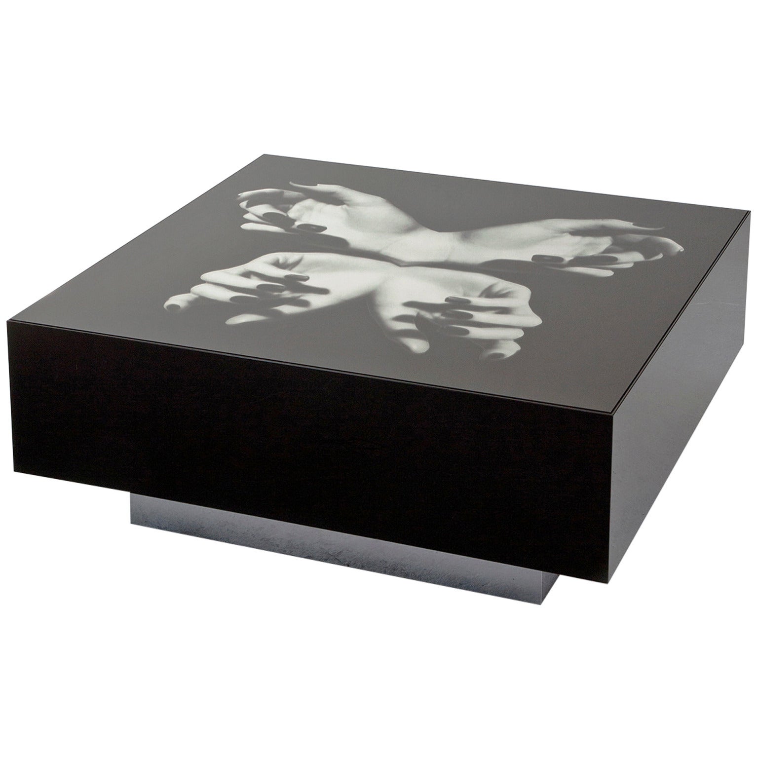 Cocktail Table with Custom Printed Black Mirror Top