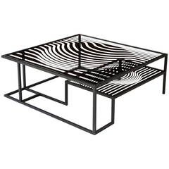 "Op Art" Glass and Metal Cocktail Table in the Manner of Victor Vasarely 12