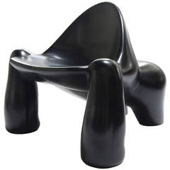 Hand-Carved Ebonized Wood Chair 10