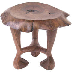 Organic Hand-Carved Walnut Stool 12