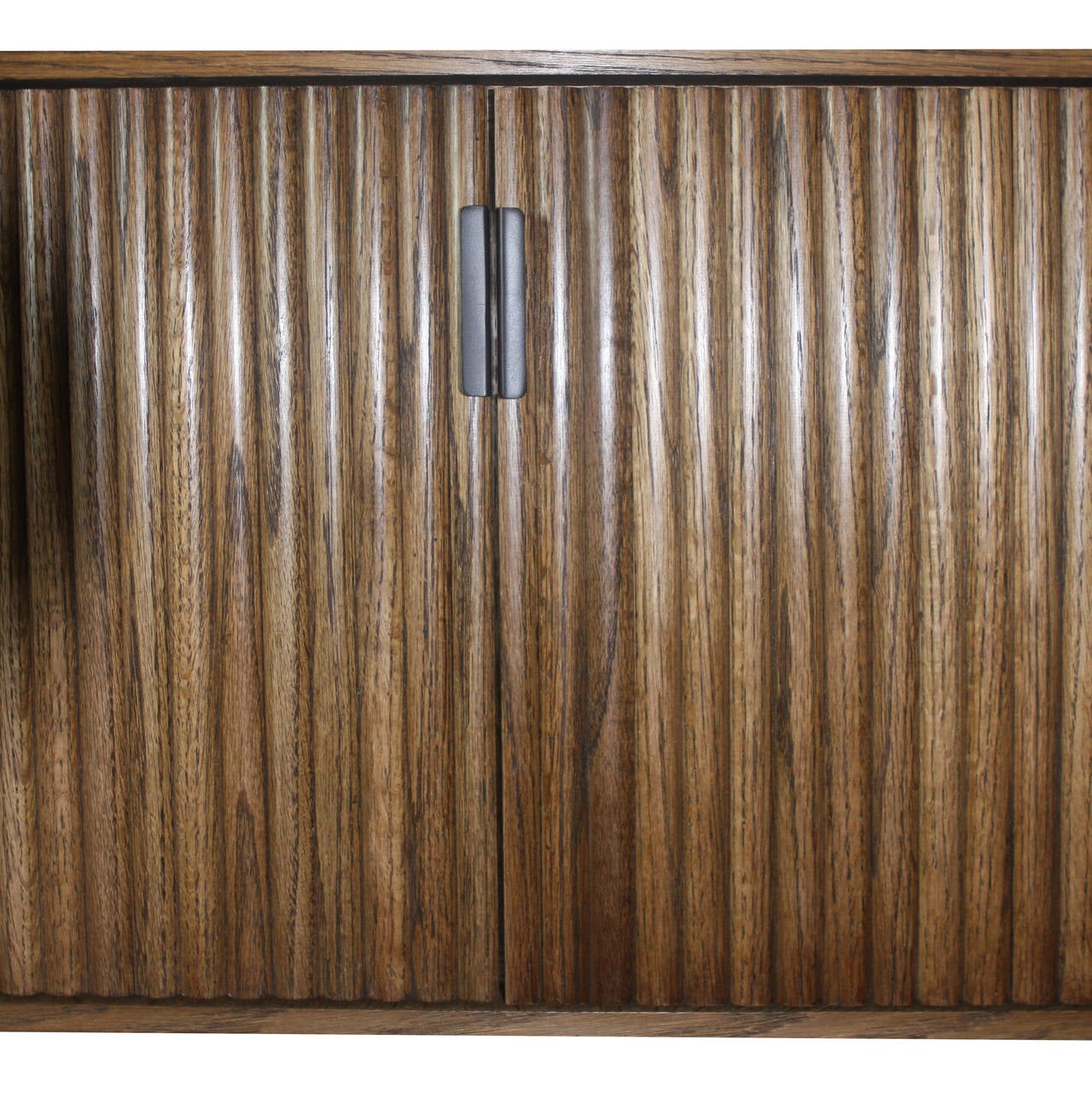 Wall-Mounted Oak Tambour Console For Sale 2