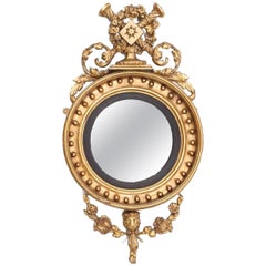 Antique Early 19th Century Regency Giltwood Convex Mirror