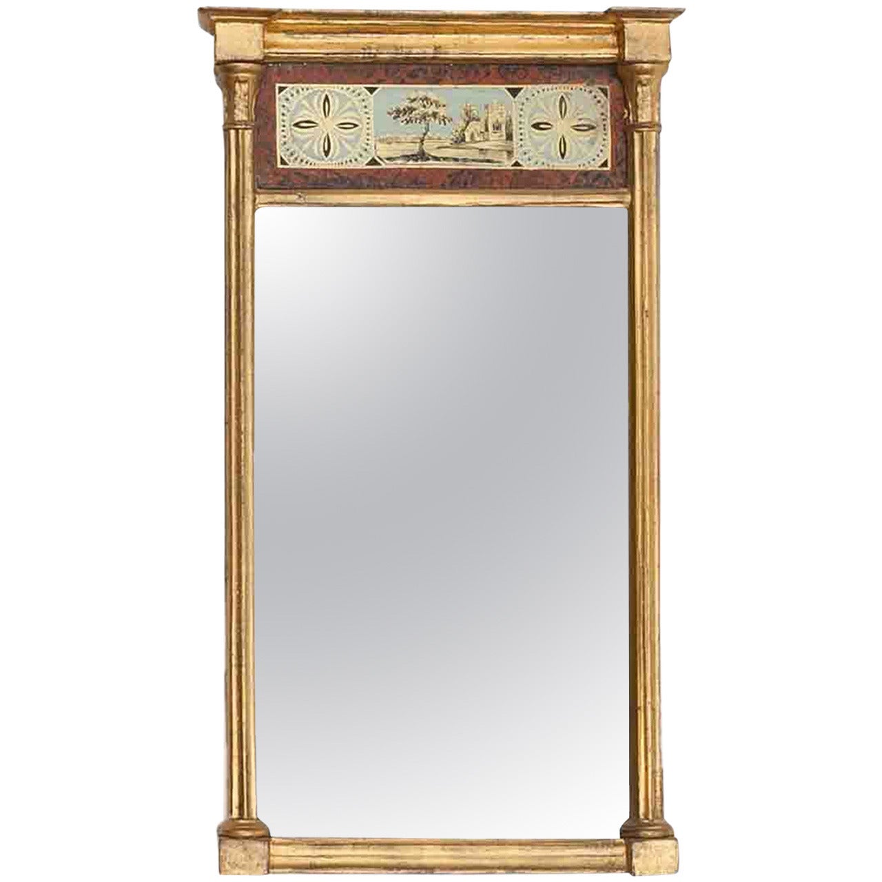 Early 19th Century American Verre Eglomise Wall Mirror For Sale