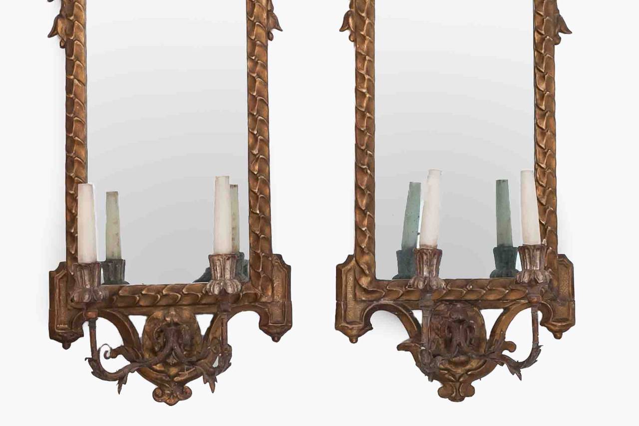 Irish 19th Century Pair of Giltwood Girandoles For Sale