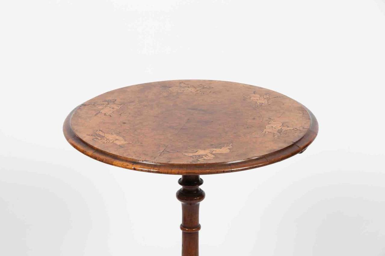 European 19th Century Regency Walnut and Inlaid Pedestal Table