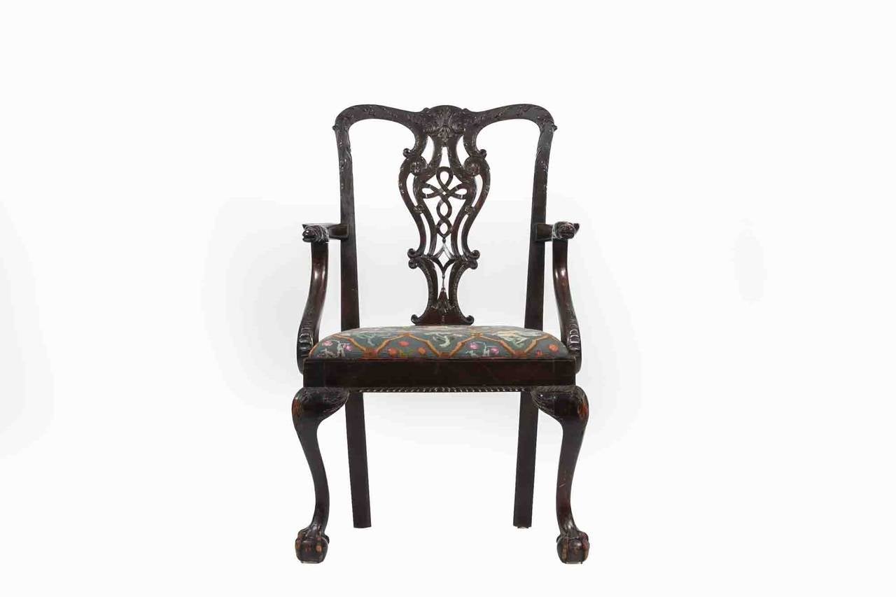 George III 18th Century Irish Occasional Chair after Chippendale For Sale