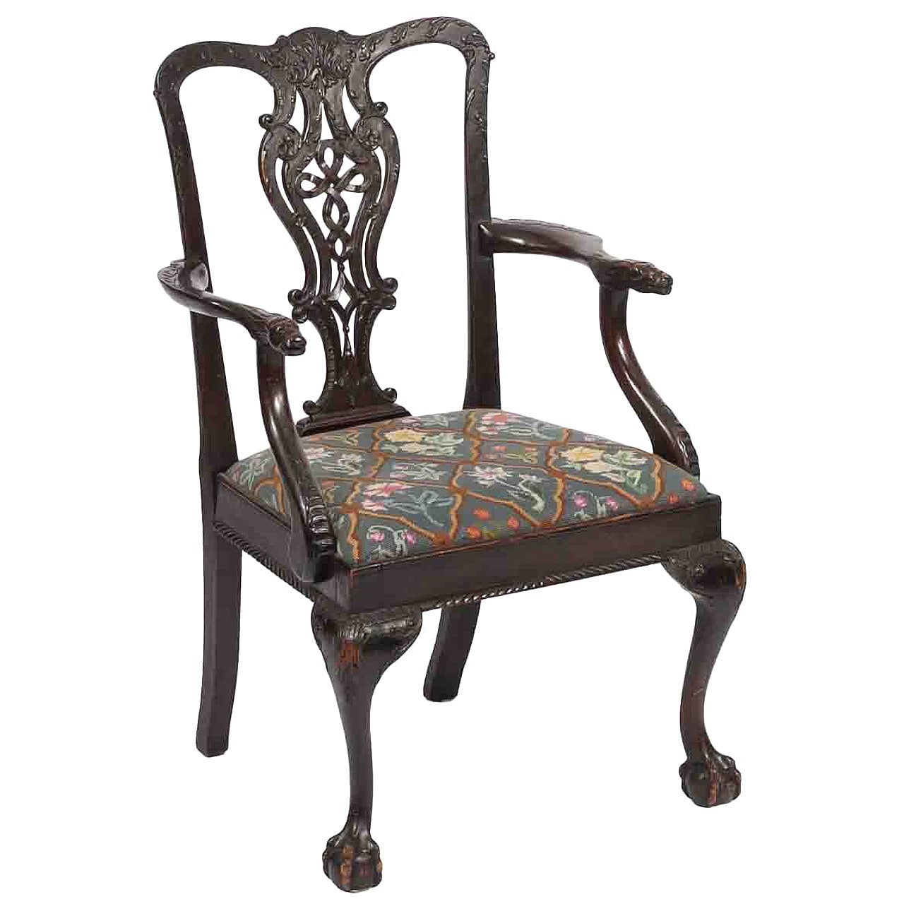 18th Century Irish Occasional Chair after Chippendale For Sale