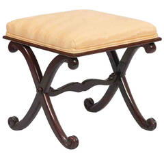 19th c. Mahogany X Frame Stool 5