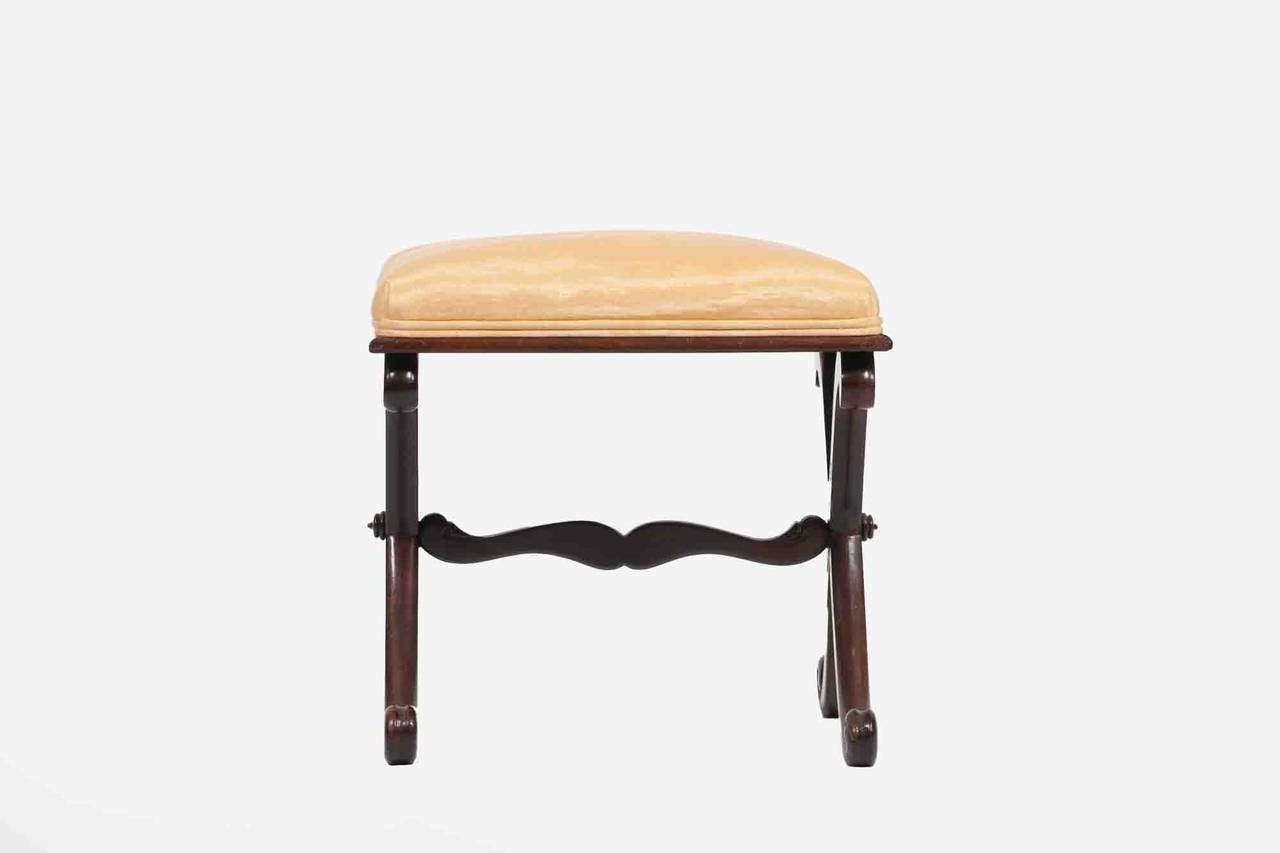 Irish 19th Century Mahogany  X Frame Stool For Sale