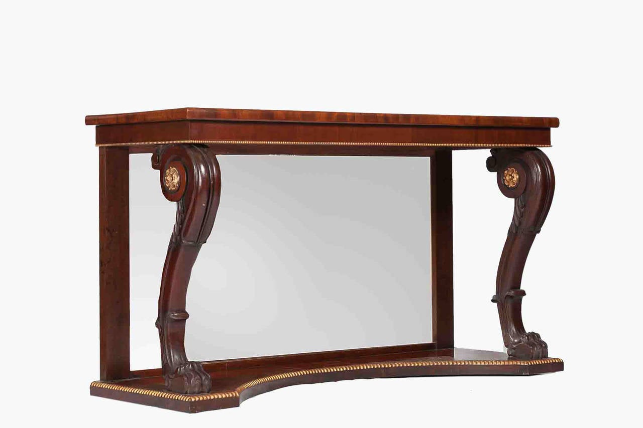19th Century Regency Mahogany Parcel Gilt Console Table
