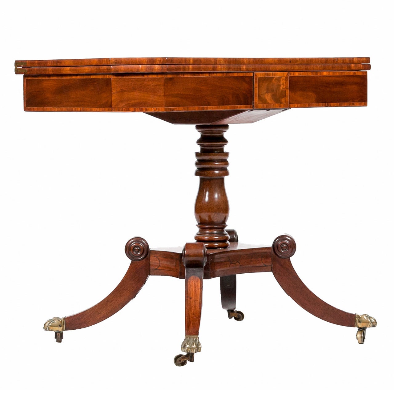 Early 19th Century William IV Mahogany Pedestal Card Table For Sale