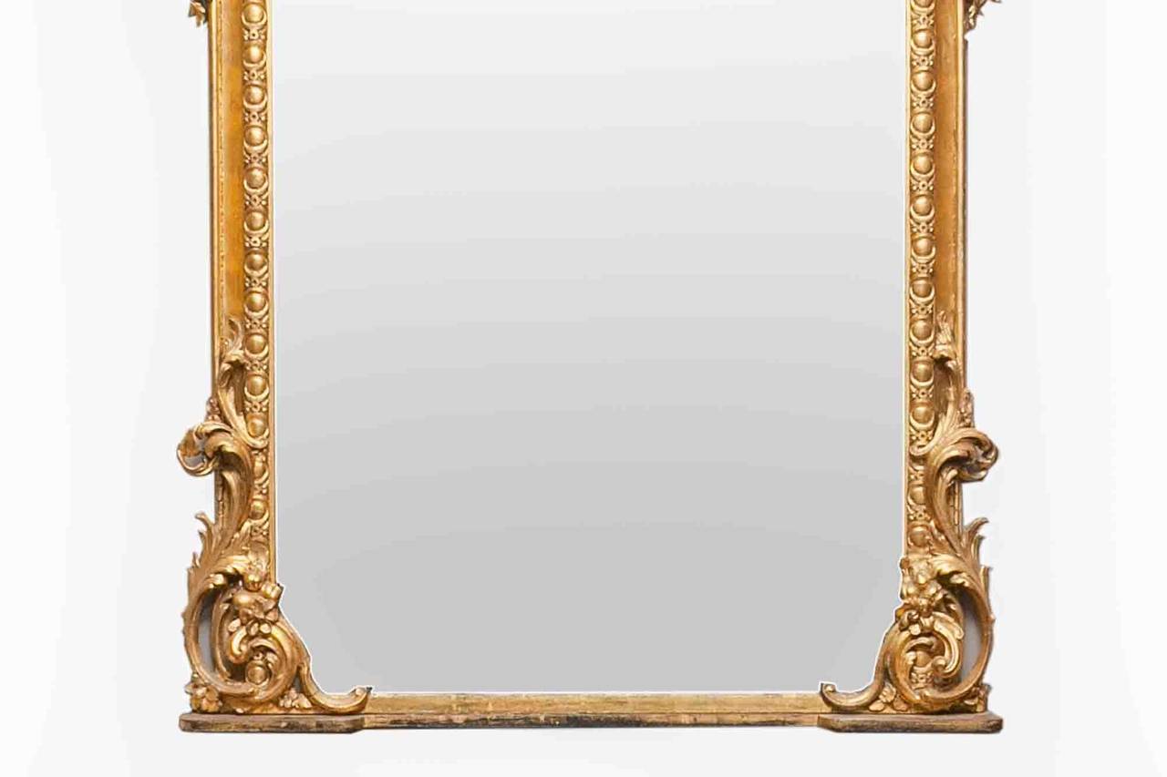 Irish 19th Century Carved Gilt Overmantle Mirror