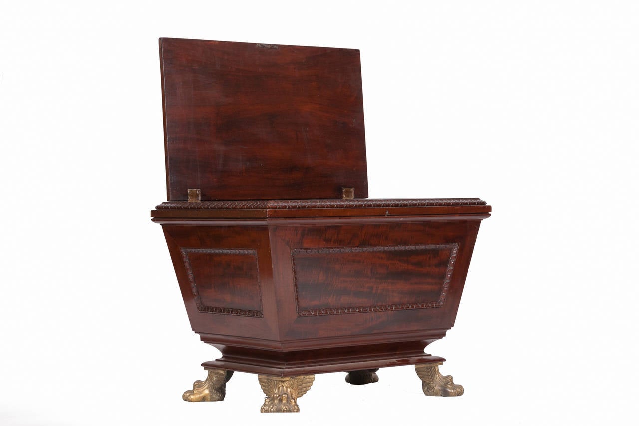 Irish Early 19th Century Mahogany Wine Cooler of Sarcophagus Form