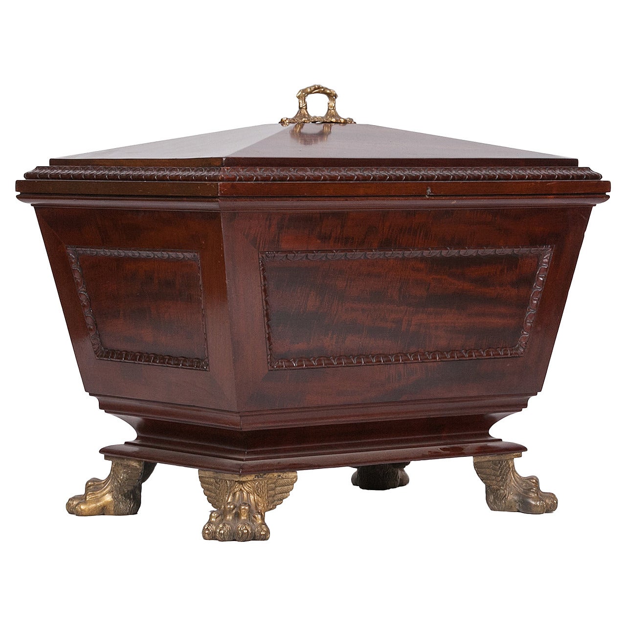 Early 19th Century Mahogany Wine Cooler of Sarcophagus Form