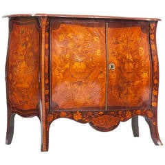 18th Century Dutch Marquetry Bombe Commode