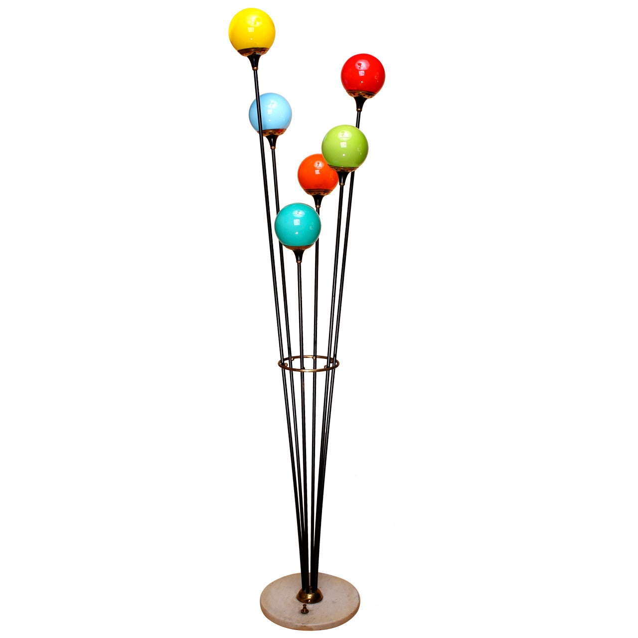 Stilnovo Floor Lamp with Six Colorful Globes