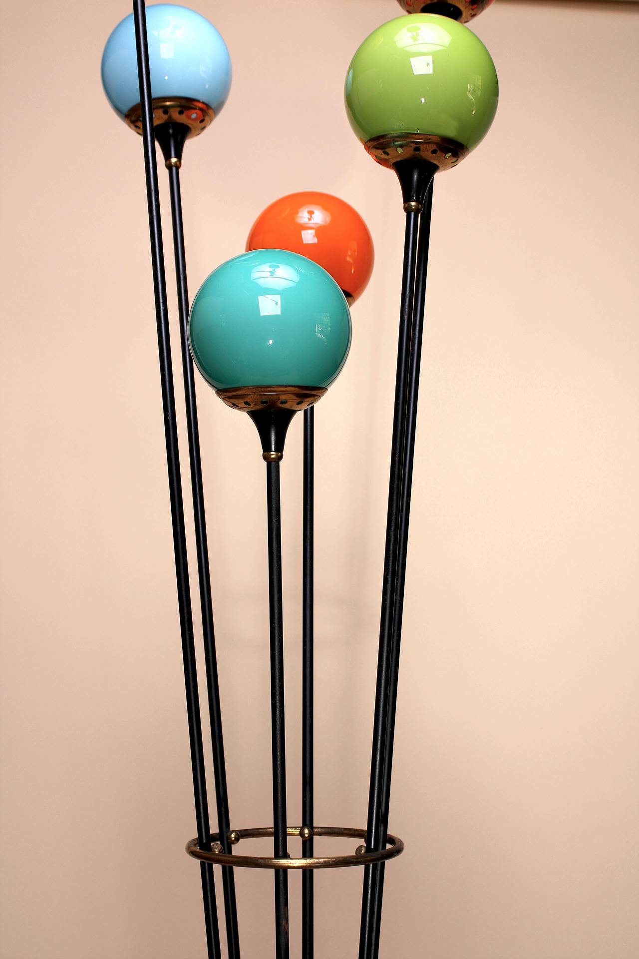 Stilnovo Floor Lamp with Six Colorful Globes In Excellent Condition In Santa Monica, CA