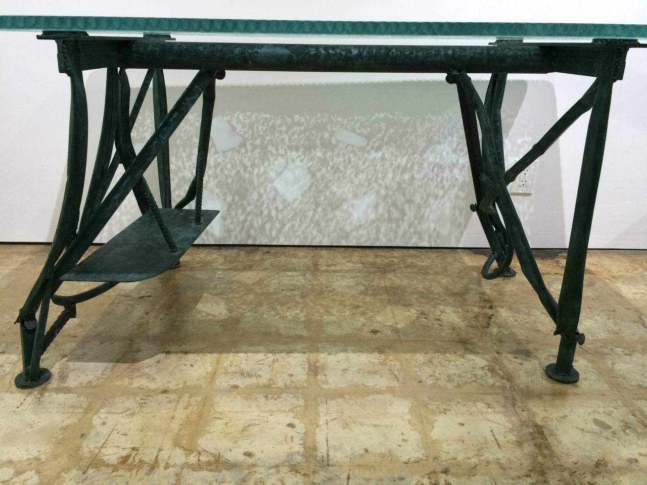 French Important Marco de Gueltzl Steel and Glass Desk, 1990