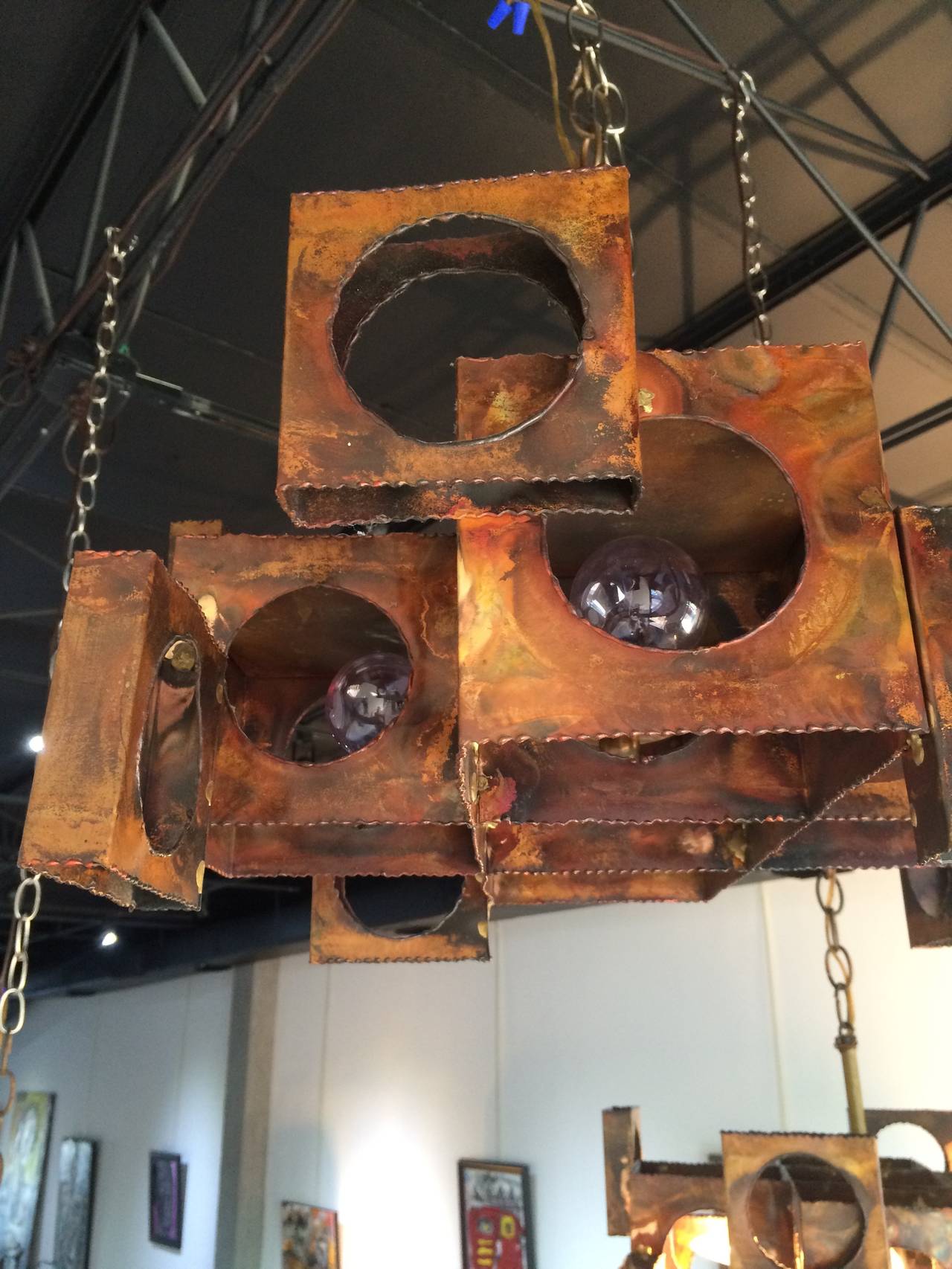 Three Tom Greene Brutalist Chandeliers for the Feldman Lighting Co. In Excellent Condition In Miami, FL